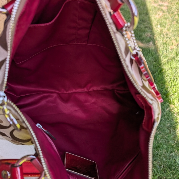 Coach Tan and Red Tote Bag - Picture 3 of 11